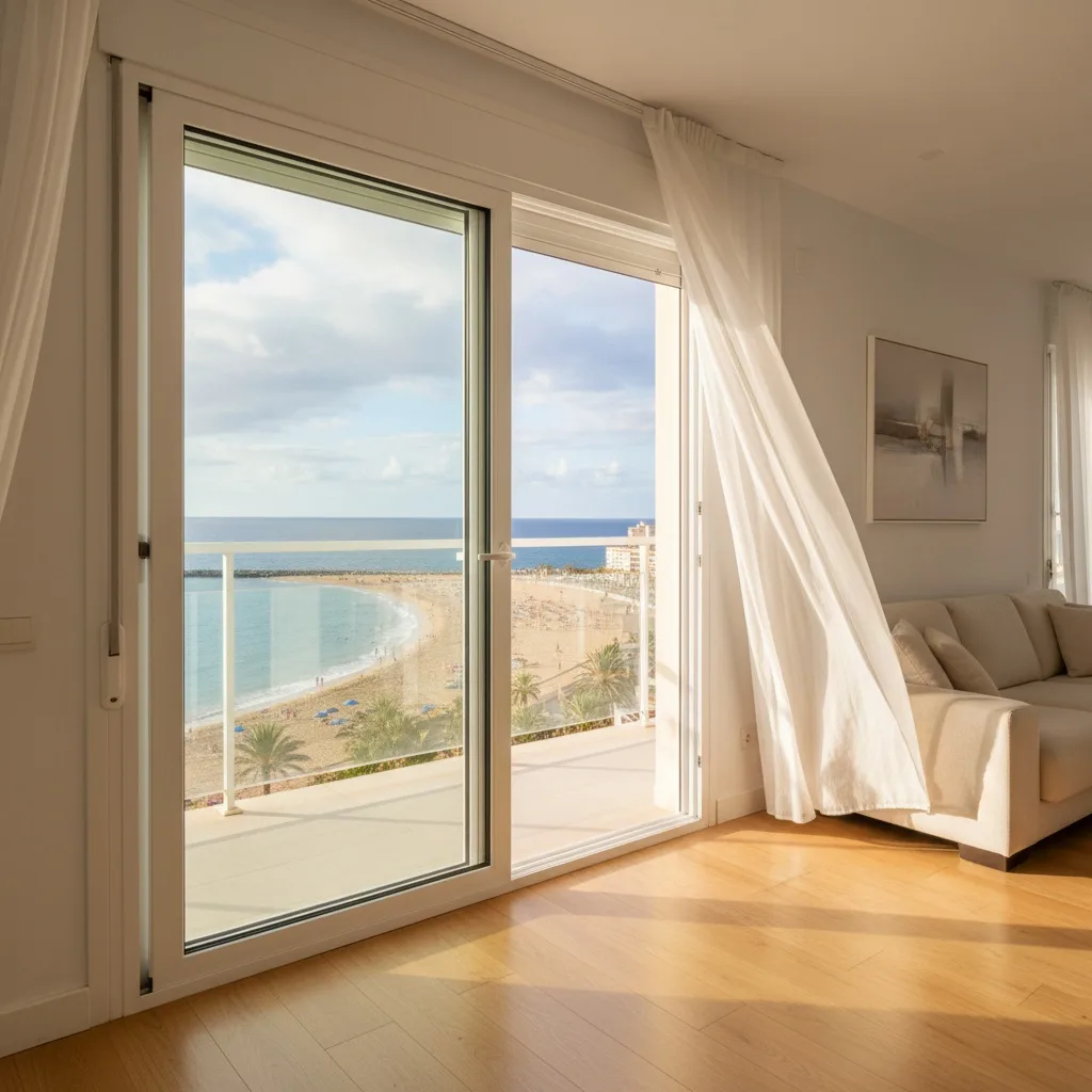 Aluminium-Balkonverglasung mit Meerblick auf einer Villa in Maspalomas