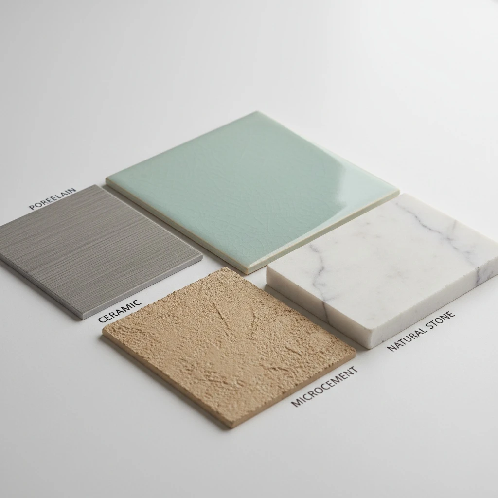 Comparación de materiales para reforma de baño: cerámica, porcelánico, microcemento, piedra natural