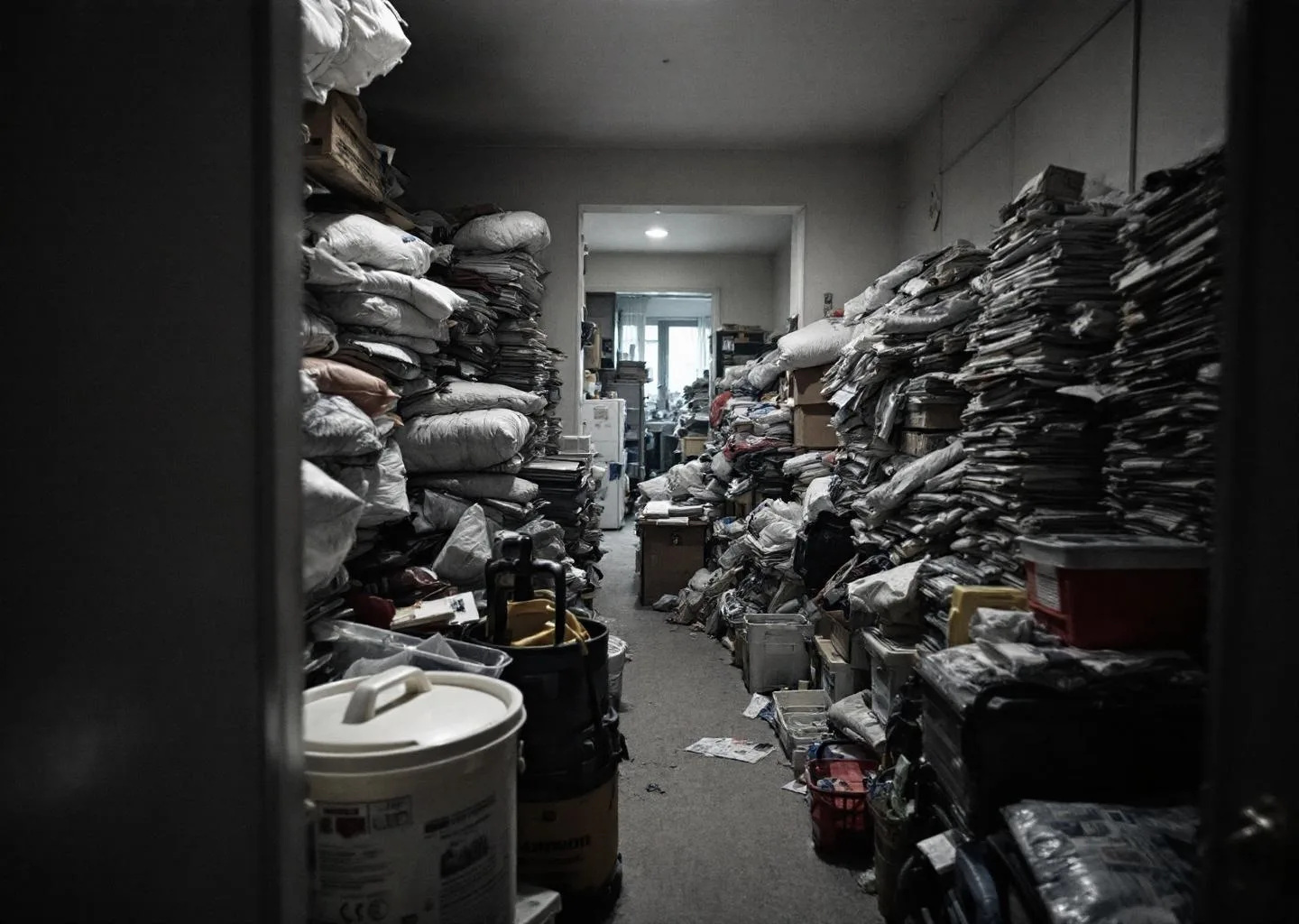 Equipo profesional con protección realizando limpieza por síndrome de Diógenes en vivienda de Santa María de Guía