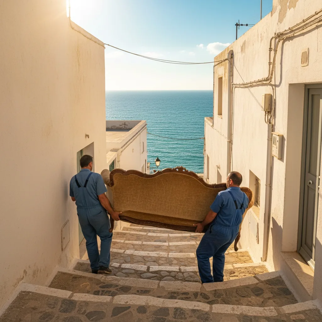 Equipo de Sosa retirando muebles y enseres sueltos durante recogida profesional en Agaete, Gran Canaria