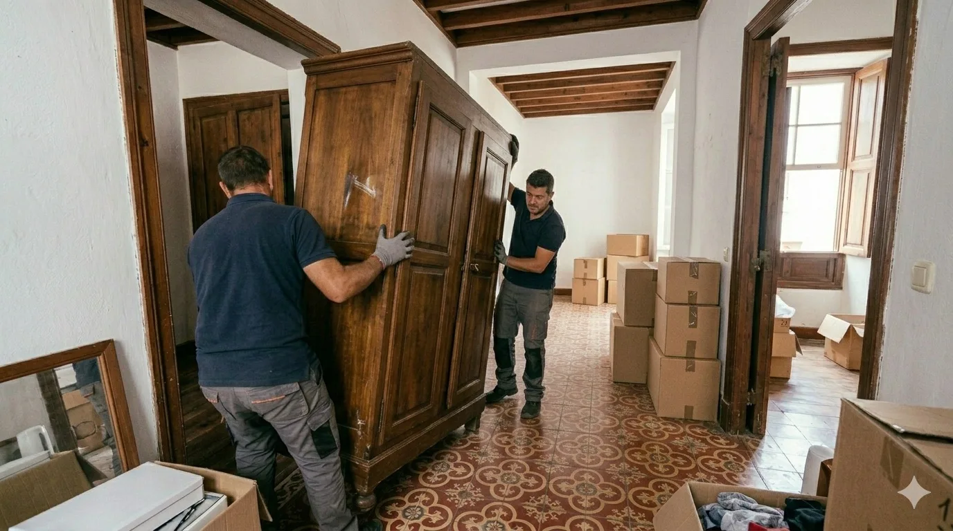 Equipo de Sosa retirando muebles y enseres pesados durante recogida profesional en Arucas, Gran Canaria