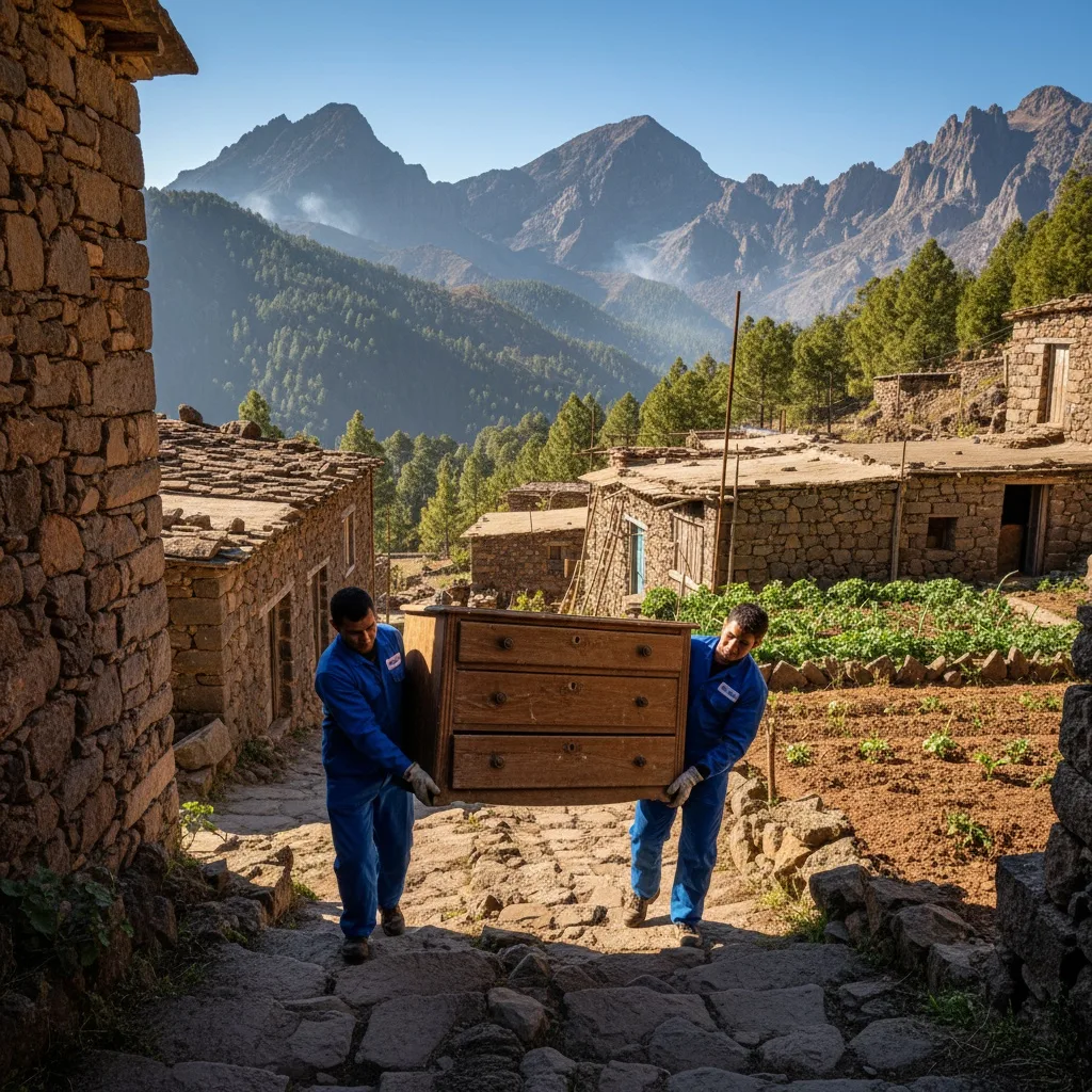 Equipo de Sosa retirando muebles y enseres sueltos durante recogida profesional en Tejeda, Gran Canaria