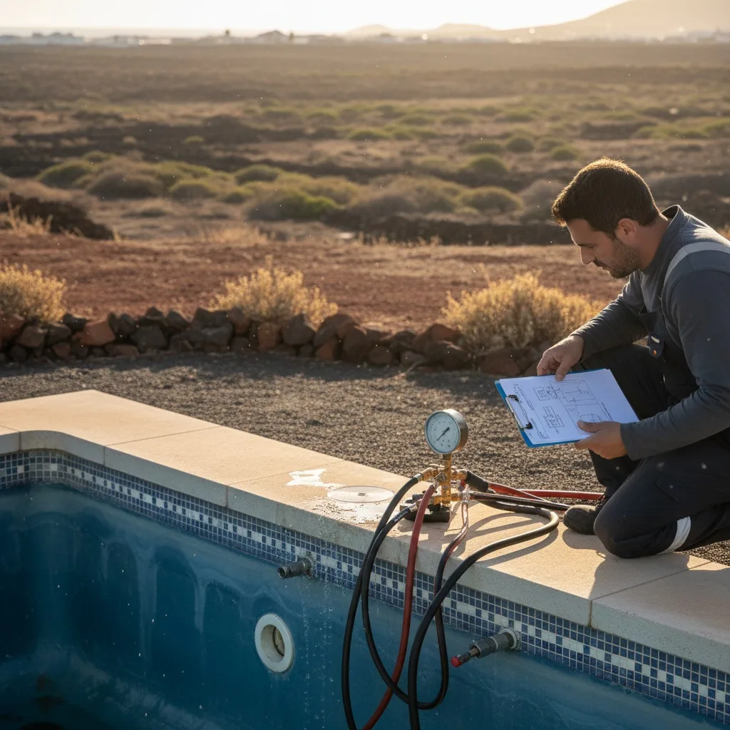 Detección de fuga en piscina mediante prueba de presión en Gran Canaria