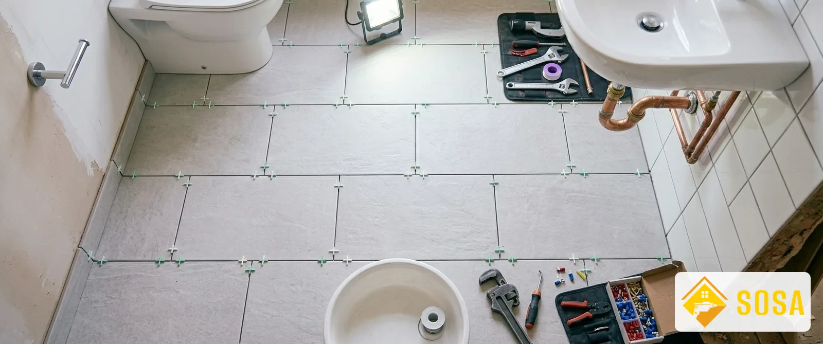 Colocación de revestimientos cerámicos en reforma de baño en Gran Canaria