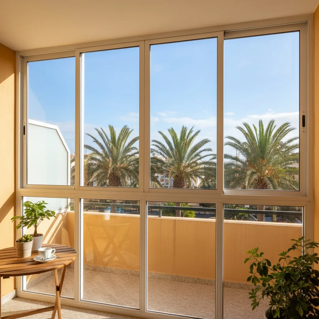 Salzluftbeständige Aluminium-Terrassenverglasung an der Küste von Gran Canaria