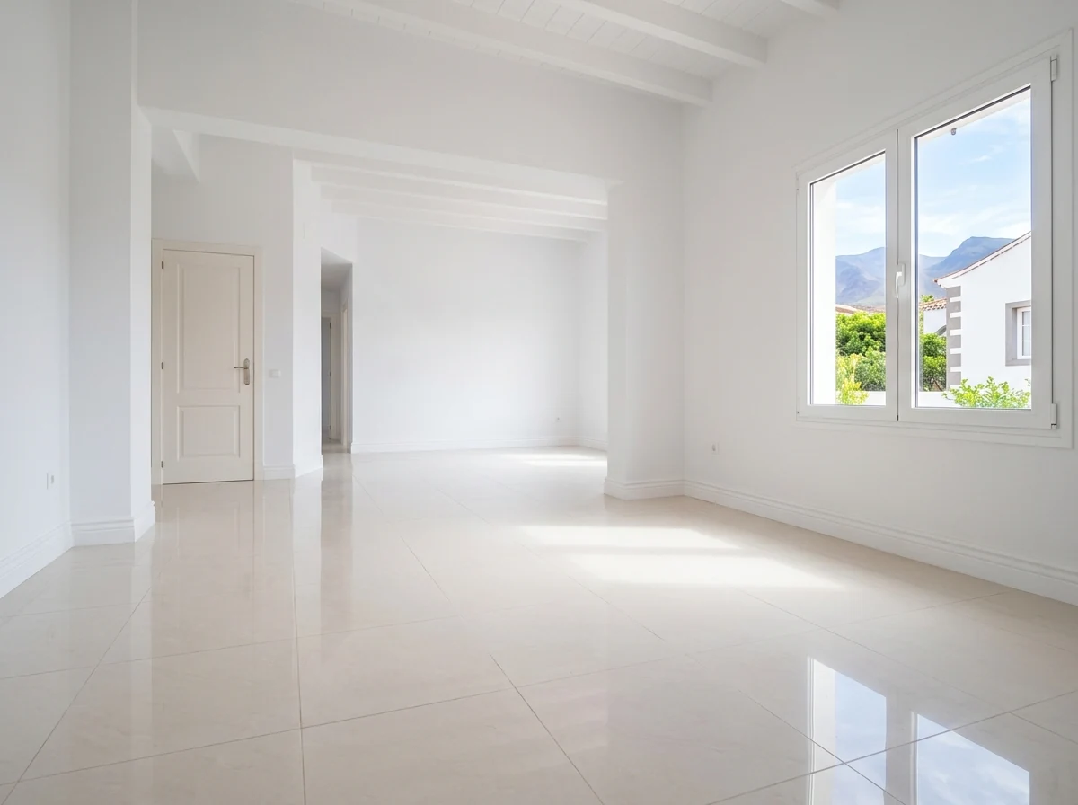 Ilustración de una habitación despejada con suelo limpio