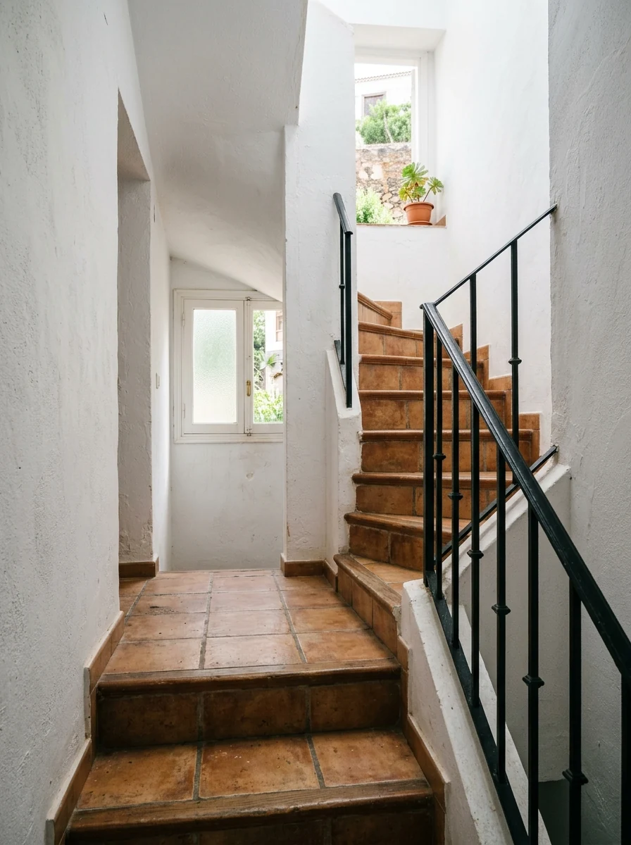 Ilustración de escaleras interiores para explicar la valoración de los accesos